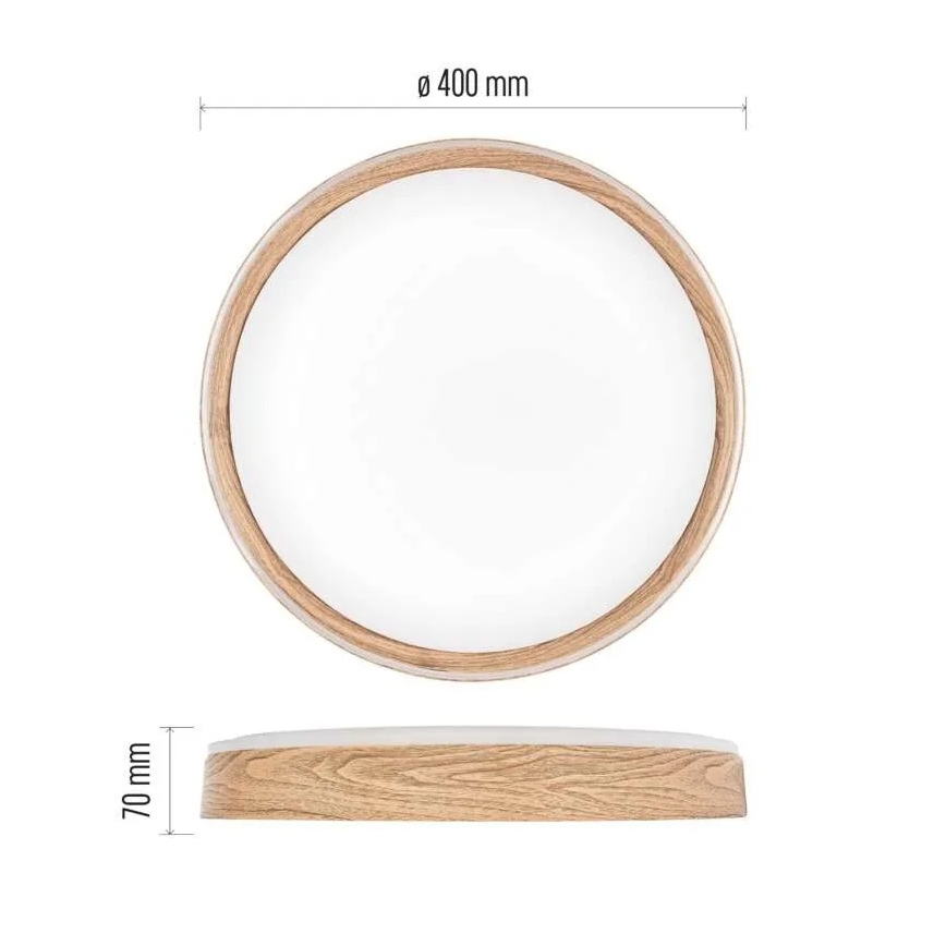 Dimbart LED-takarmatur ILVI LED/30W/230V 2700-6500K Ø 40 cm träfinish + fjärrkontroll