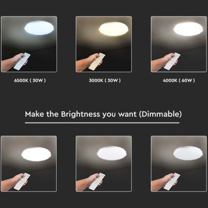 Dimbar LED-taklampa 60W/230V 3000K/4000K/6500K Ø 50 cm + fjärrkontroll