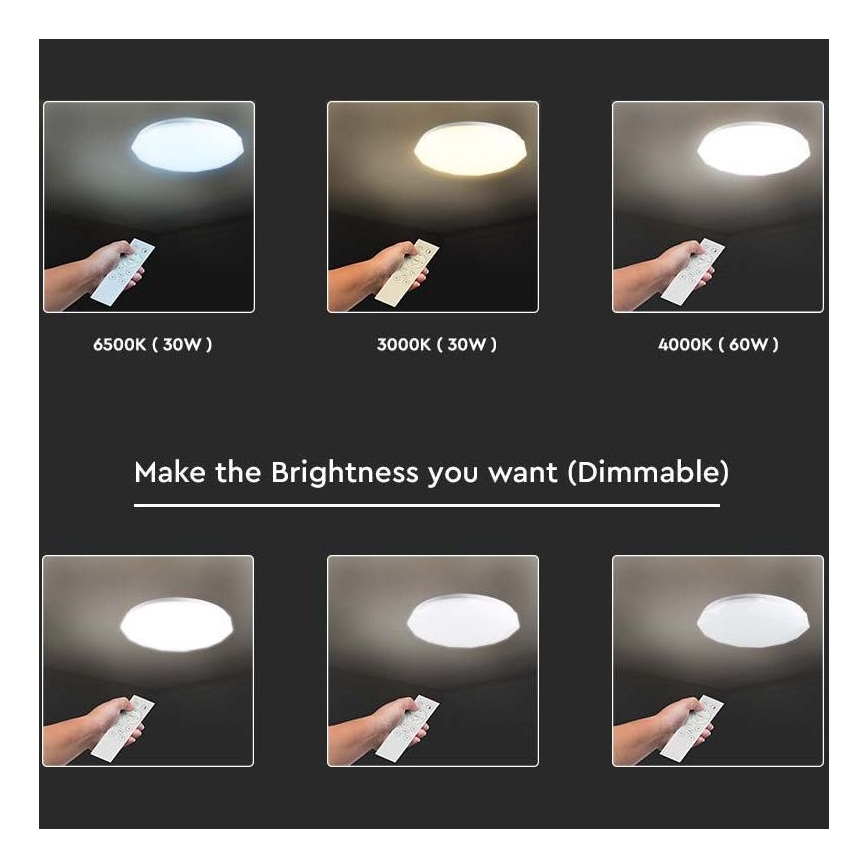 Dimbar LED-taklampa 60W/230V 3000K/4000K/6500K Ø 50 cm + fjärrkontroll