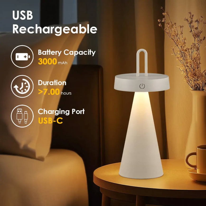 LED Dimmbar utomhus uppladdningsbar beröringsstyrd bordslampa HALO LED/1,5W/3,7V 3000 mAh IP44 grå