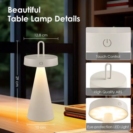 LED Dimmbar utomhus uppladdningsbar beröringsstyrd bordslampa HALO LED/1,5W/3,7V 3000 mAh IP44 grå