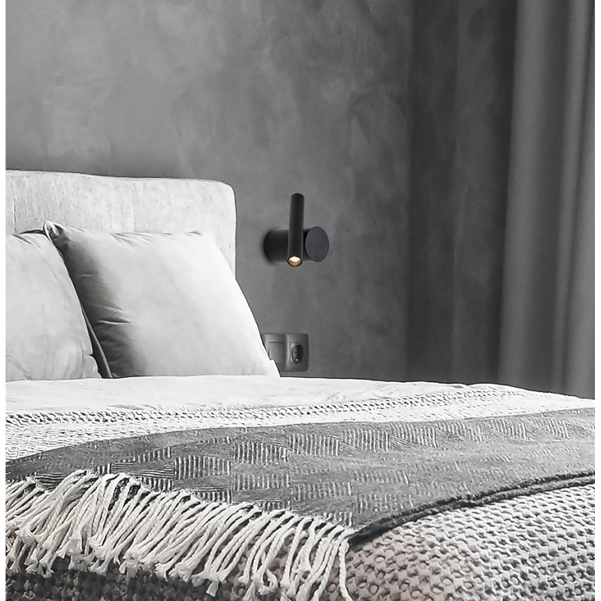 Dimbar LED-väggspotlight PLANET LED/4W/230V svart