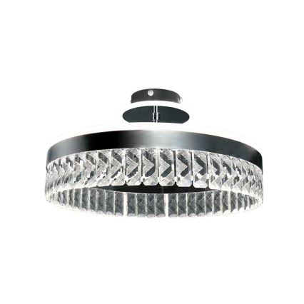 LED Dimbar kristallljuskrona ytmonterad LED/75W/230V 3000-6500K matt krom + fjärrkontroll