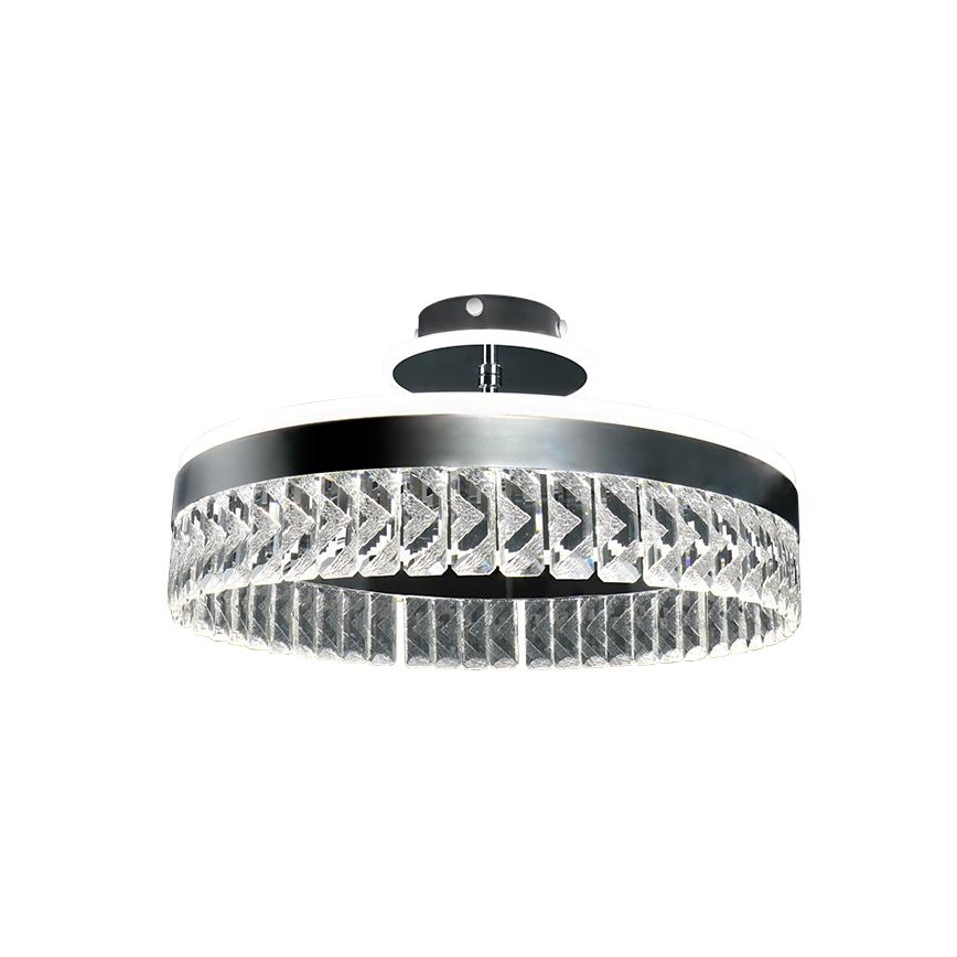 LED Dimbar kristallljuskrona ytmonterad LED/75W/230V 3000-6500K matt krom + fjärrkontroll