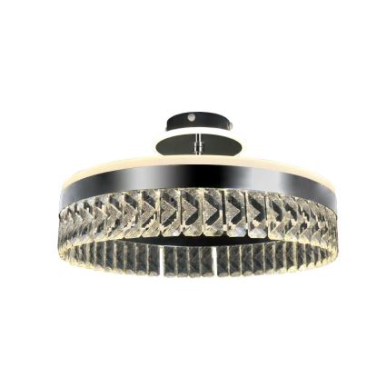LED Dimbar kristallljuskrona ytmonterad LED/75W/230V 3000-6500K matt krom + fjärrkontroll
