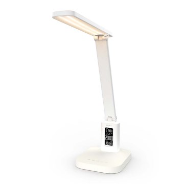 Dimbar uppladdningsbar bordslampa med beröringsstyrning och display LED/7,5W/1200 mAh 3000/4000/5700K CRI 90 vit