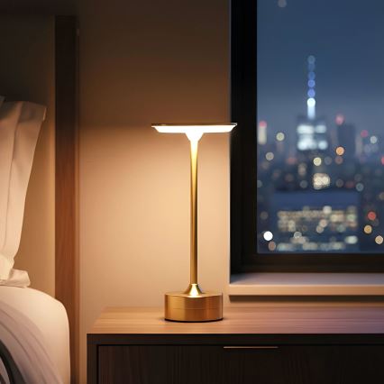 Dimmbar uppladdningsbar LED-bordslampa NEW YORK LED/1,8W/5V 2700K/4000K/6500K 1200 mAh guld