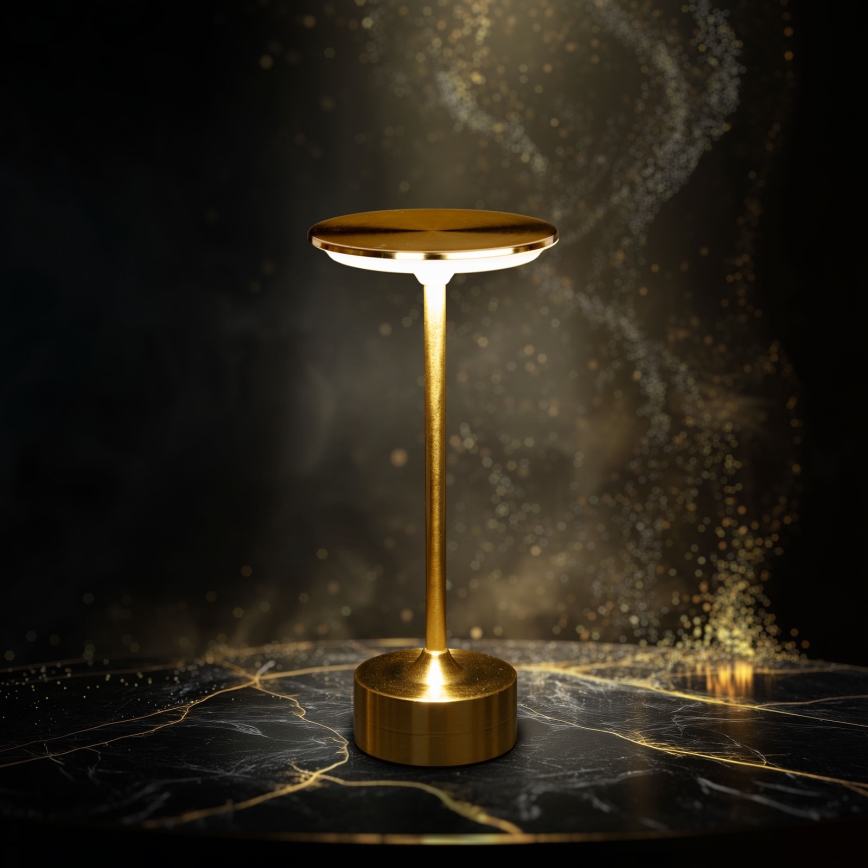 Dimmbar uppladdningsbar LED-bordslampa NEW YORK LED/1,8W/5V 2700K/4000K/6500K 1200 mAh guld