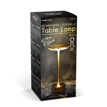 Dimmbar uppladdningsbar LED-bordslampa NEW YORK LED/1,8W/5V 2700K/4000K/6500K 1200 mAh guld