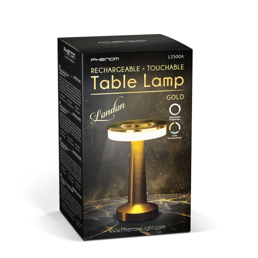 LED dimbar uppladdningsbar bordslampa LONDON LED/2W/5V 2700K/4000K/6500K 400 mAh guld