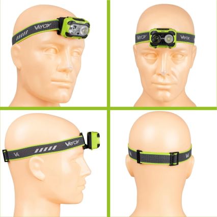 Dimmbar uppladdningsbar LED-pannlampa med sensor och rött ljus LED/10W/5V/3xAAA IP44 600 lm 1200 mAh