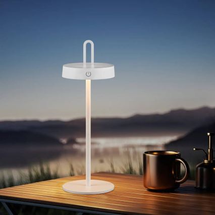 Dimmbar, uppladdningsbar utomhusbordslampa med beröringsstyrning SHINE LED/1,5W/3,7V 3000 mAh IP44 vit