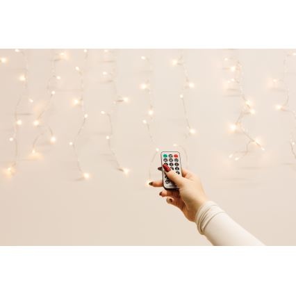 Dimmbar LED utomhus julgardin CURTAIN 360xLED/8,4W/230V 2x2 m IP44 varmvit + fjärrkontroll