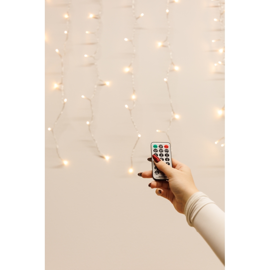 Dimmbar LED utomhus julgardin CURTAIN 360xLED/8,4W/230V 2x2 m IP44 varmvit + fjärrkontroll