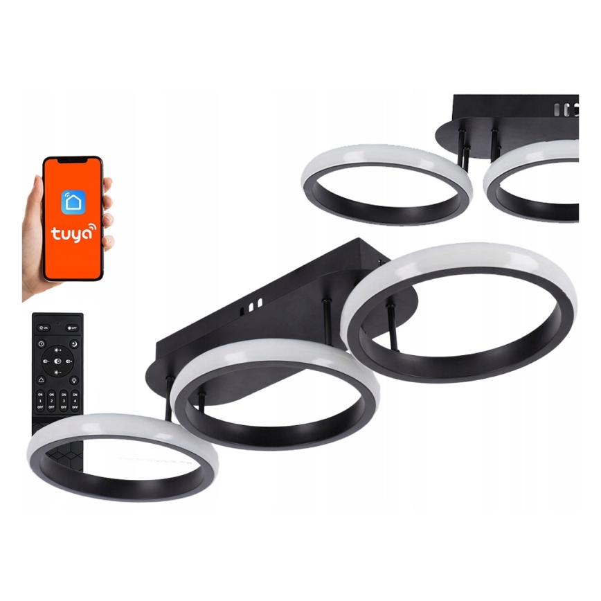 Dimbart LED takarmatur LED/30W/230V 3000-6500K svart Wi-Fi Tuya + fjärrkontroll