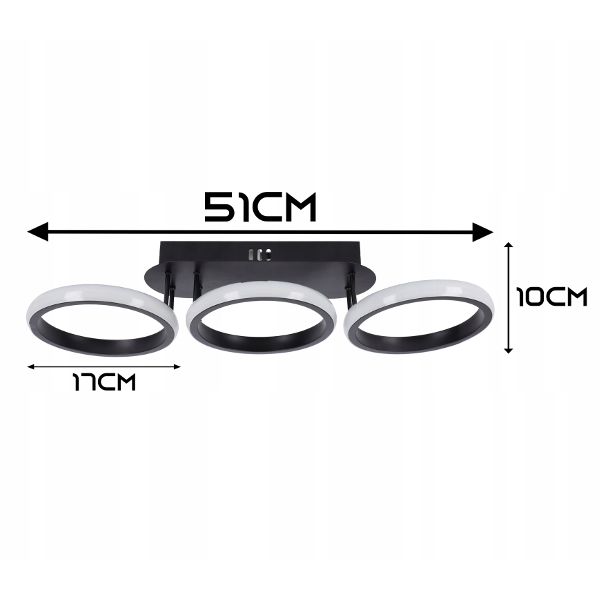 Dimbart LED takarmatur LED/30W/230V 3000-6500K svart Wi-Fi Tuya + fjärrkontroll