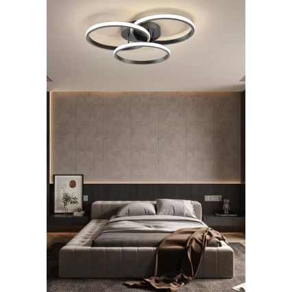 LED-dimbar taklampa LED/70W/230V 3000–6500K svart + fjärrkontroll