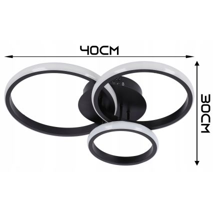 LED-dimbar taklampa LED/70W/230V 3000–6500K svart + fjärrkontroll