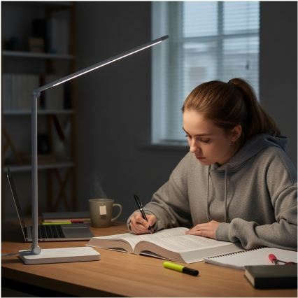 Dimmbar LED-bordslampa med trådlös QI-laddning NOBLITE Q LED/7W/230V 3000/4000/6500K vit