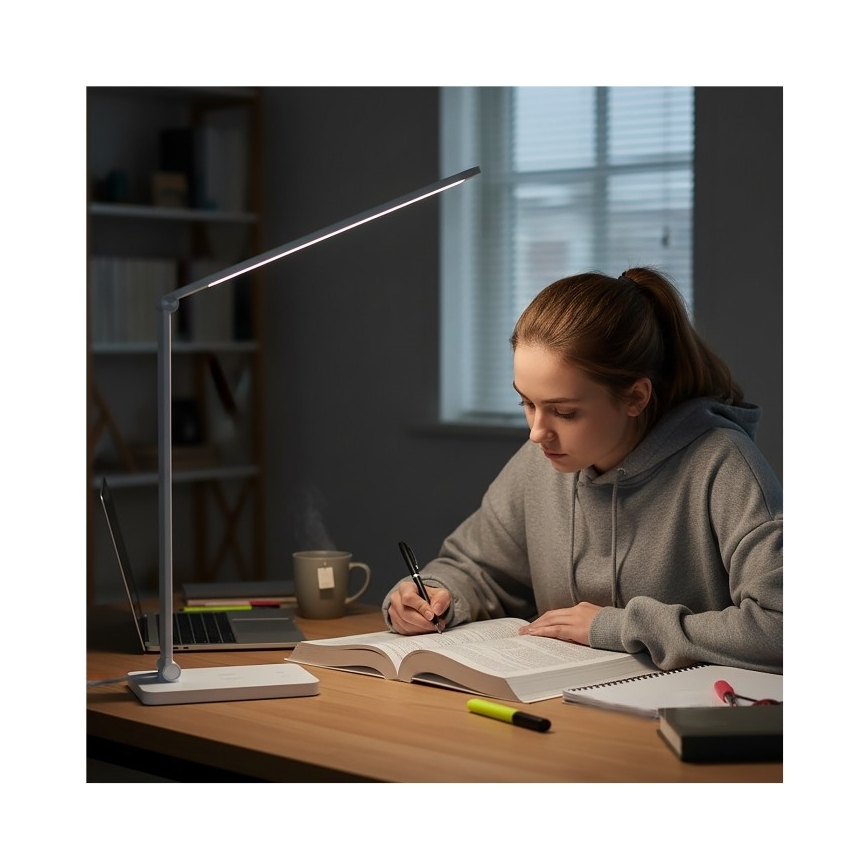 Dimmbar LED-bordslampa med trådlös QI-laddning NOBLITE Q LED/7W/230V 3000/4000/6500K vit