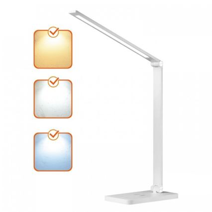 Dimmbar LED-bordslampa med trådlös QI-laddning NOBLITE Q LED/7W/230V 3000/4000/6500K vit