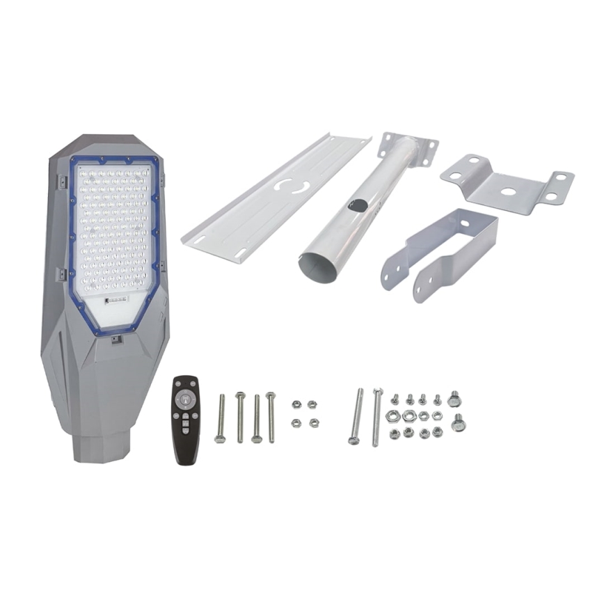 LED dimbar gatlampa med skymningssensor och solpanel LED/200W/20000 mAh 6500K IP65 grå