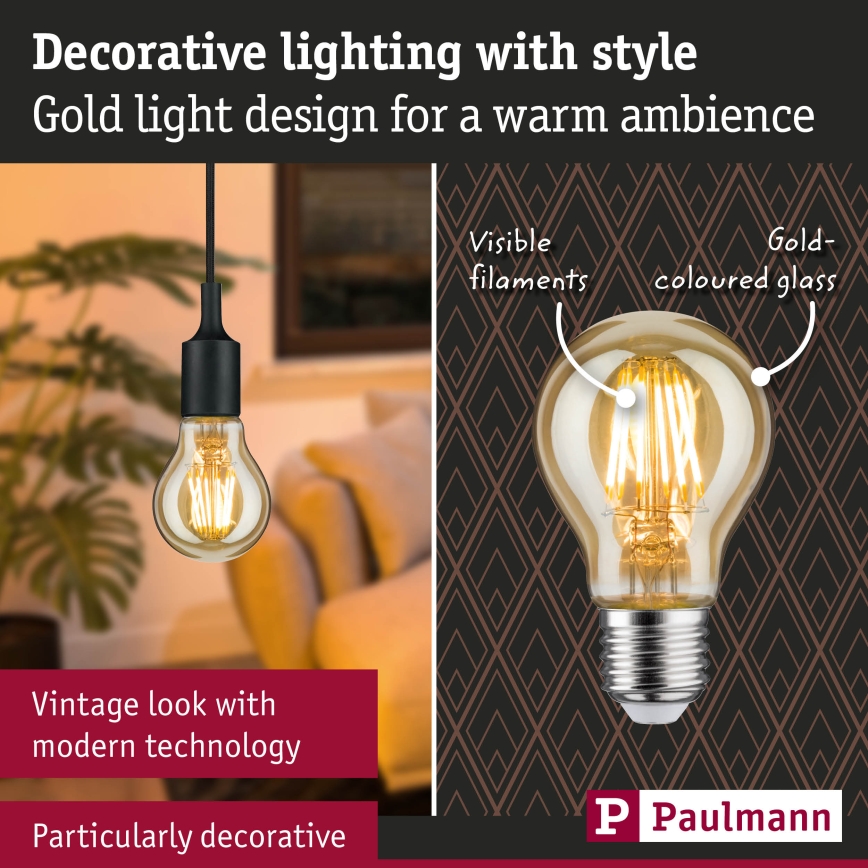 Dimmbar LED-glödlampa FILAMENT E27/6W/230V 1700K - Paulmann 28522