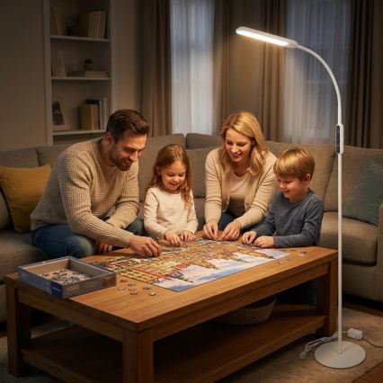 Dimbar LED golvlampa TEILO LED/10W/230V 3000/4000/6500K vit + fjärrkontroll