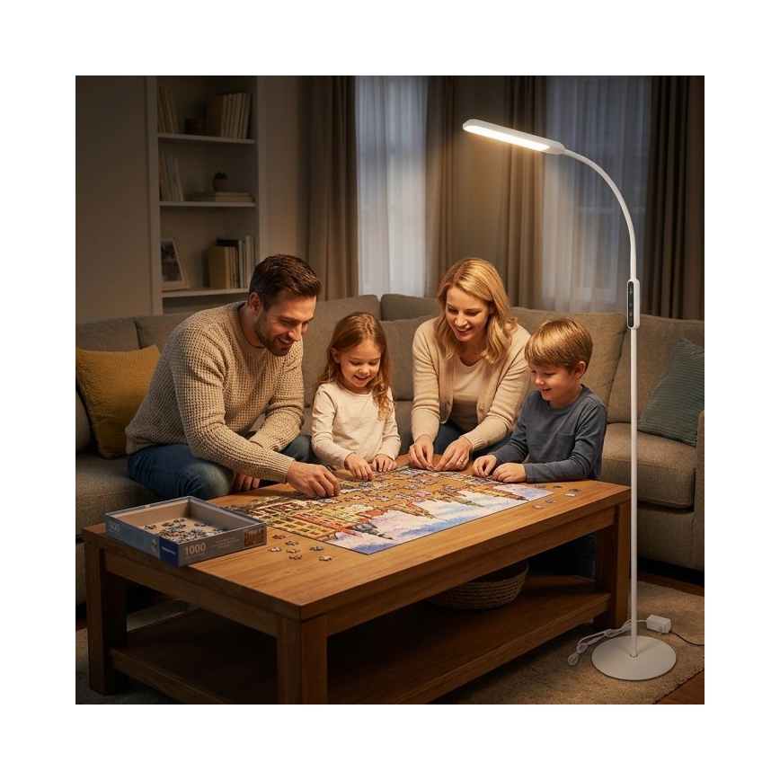Dimbar LED golvlampa TEILO LED/10W/230V 3000/4000/6500K vit + fjärrkontroll