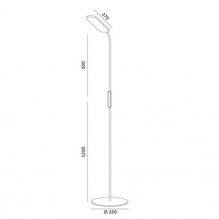 Dimbar LED golvlampa TEILO LED/10W/230V 3000/4000/6500K vit + fjärrkontroll