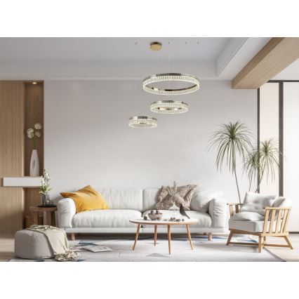 Dimbar kristallkrona på vajer THALIA LED/120W/230V 3000-6000K + fjärrkontroll