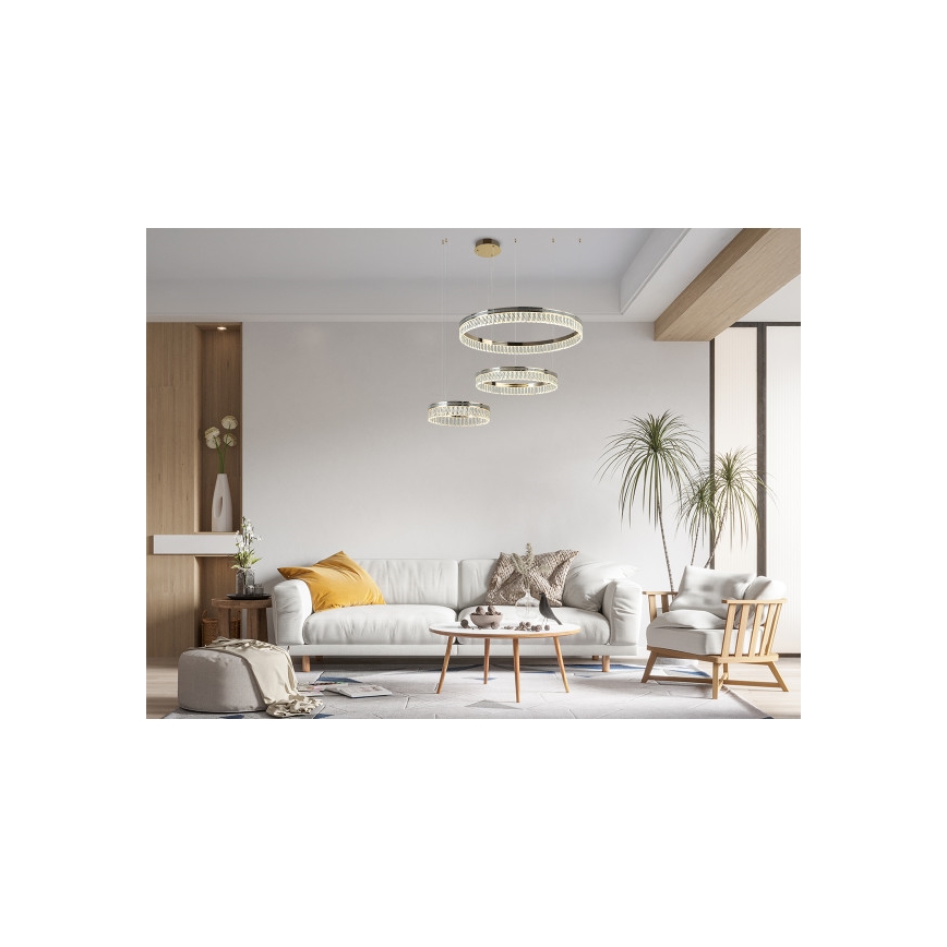 Dimbar kristallkrona på vajer THALIA LED/120W/230V 3000-6000K + fjärrkontroll