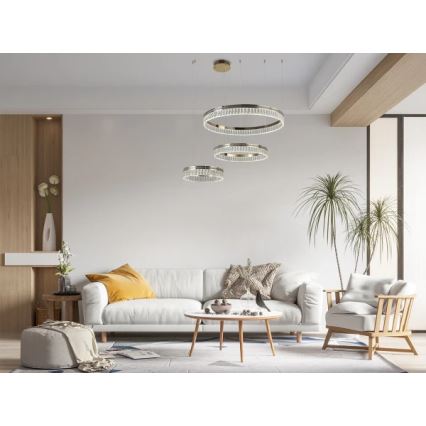 Dimbar kristallkrona på vajer THALIA LED/120W/230V 3000-6000K + fjärrkontroll