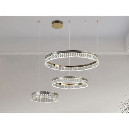 Dimbar kristallkrona på vajer THALIA LED/120W/230V 3000-6000K + fjärrkontroll