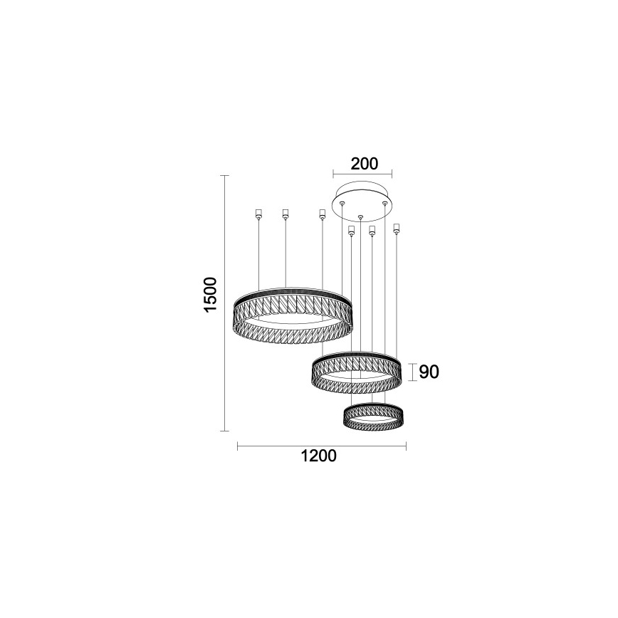 LED Dimmbar kristallkrona på vajer THALIA LED/120W/230V 3000-6000K + fjärrkontroll