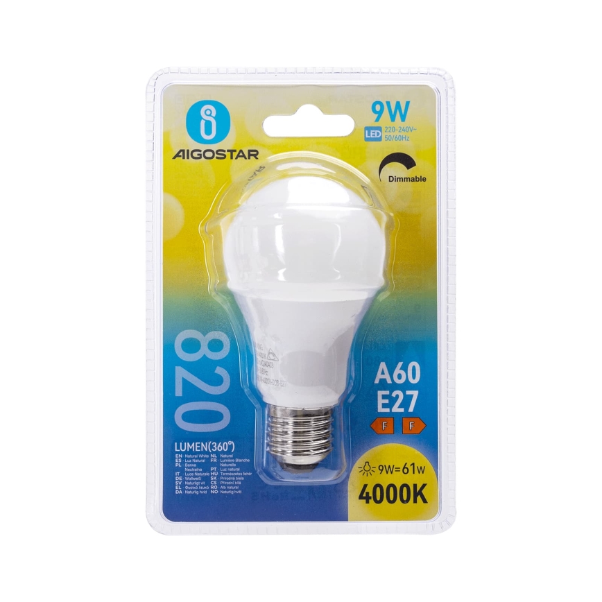 Dimmbar LED-lampa A60 E27/9W/230V 4000K - Aigostar
