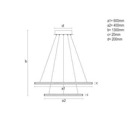 Dimmbar LED-pendel på vajer LED/150W/230V 3000-6500K + fjärrkontroll