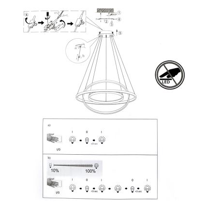 Leuchten Direkt 11526-55 - Dimbar LED-pendellampa med vajer CIRCLE LED/13,5W/230V + LED/19,5W + LED/24W