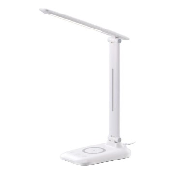 Dimmbar LED-skrivbordslampa med trådlös QI-laddning och USB LUMI LED/7W/230V vit
