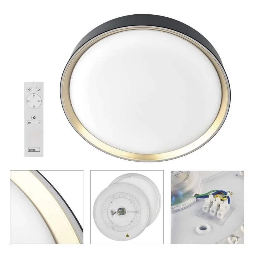 Dimmbar LED-taklampa ILVI LED/45W/230V 2700-6500K Ø 50 cm svart/mässing + fjärrkontroll