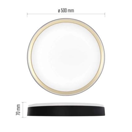 Dimmbar LED-taklampa ILVI LED/45W/230V 2700-6500K Ø 50 cm svart/mässing + fjärrkontroll