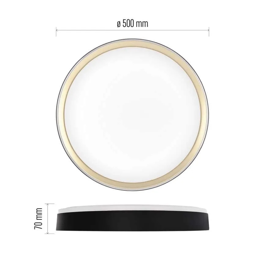 Dimmbar LED-taklampa ILVI LED/45W/230V 2700-6500K Ø 50 cm svart/mässing + fjärrkontroll