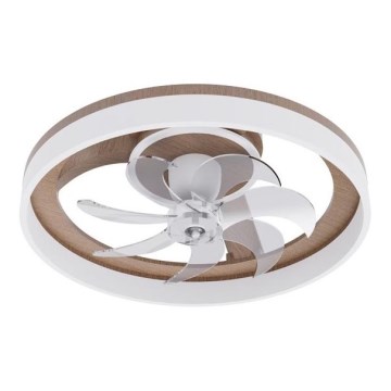 Dimmbar LED-taklampa med fläkt LED/40W/230V 3000-6500K Ø 50 cm brun/vit + fjärrkontroll
