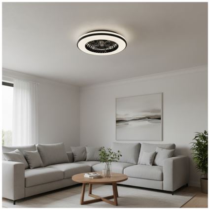 LED dimbar taklampa med fläkt VENTELUX LED/48W/230V 3000/4000/6500K Ø 48,5 cm svart + fjärrkontroll