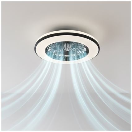 LED dimbar taklampa med fläkt VENTELUX LED/48W/230V 3000/4000/6500K Ø 48,5 cm svart + fjärrkontroll