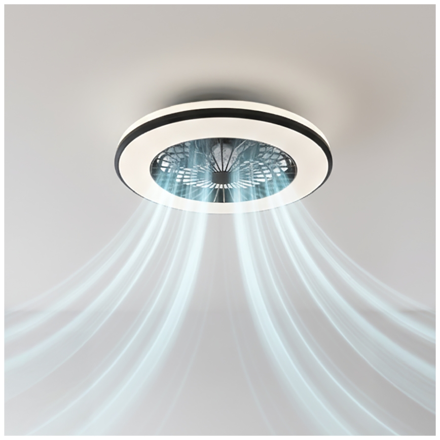 LED dimbar taklampa med fläkt VENTELUX LED/48W/230V 3000/4000/6500K Ø 48,5 cm svart + fjärrkontroll