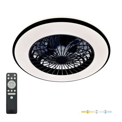 LED dimbar taklampa med fläkt VENTELUX LED/48W/230V 3000/4000/6500K Ø 48,5 cm svart + fjärrkontroll