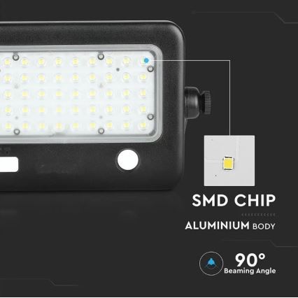 Dimbbar LED-solcellsstrålkastare med sensor LED/10W/3,7V 4000K IP65 7200 mAh + USB-port