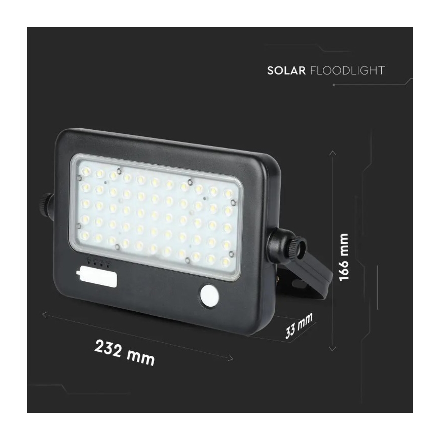 Dimbbar LED-solcellsstrålkastare med sensor LED/10W/3,7V 4000K IP65 7200 mAh + USB-port