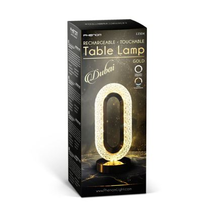 LED dimbar uppladdningsbar bordslampa DUBAI LED/2W/5V 2700K/4000K/6500K 400 mAh guldfärgad